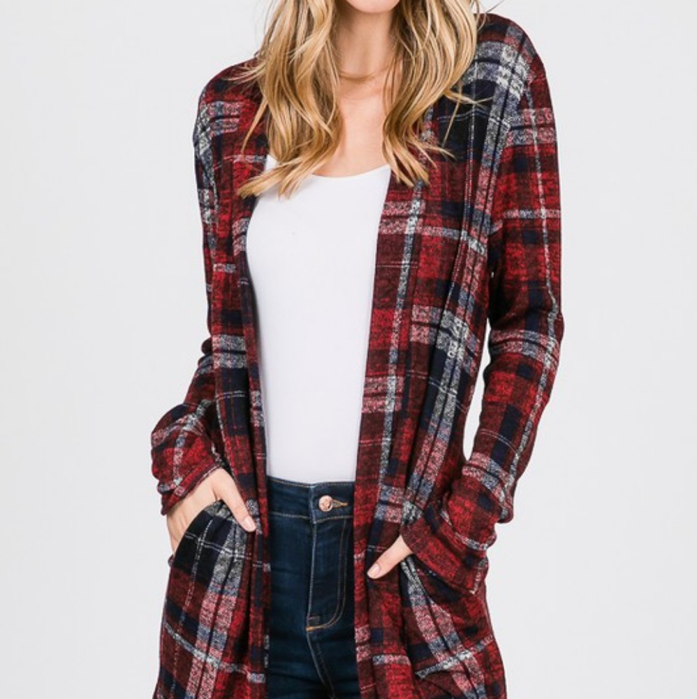 Red Lolly Plaid Cardigan